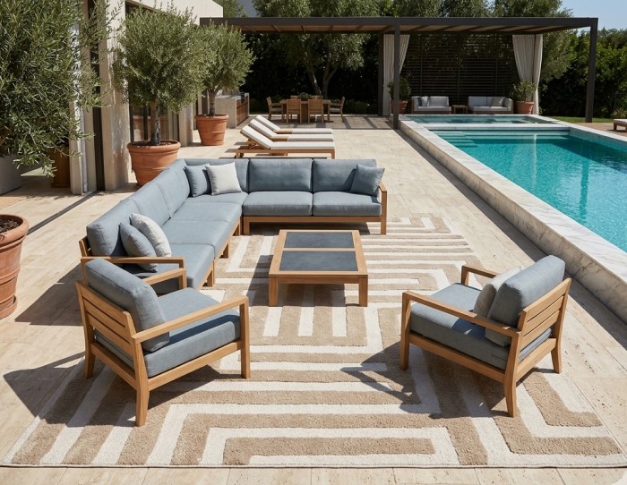 Beige outdoor rug